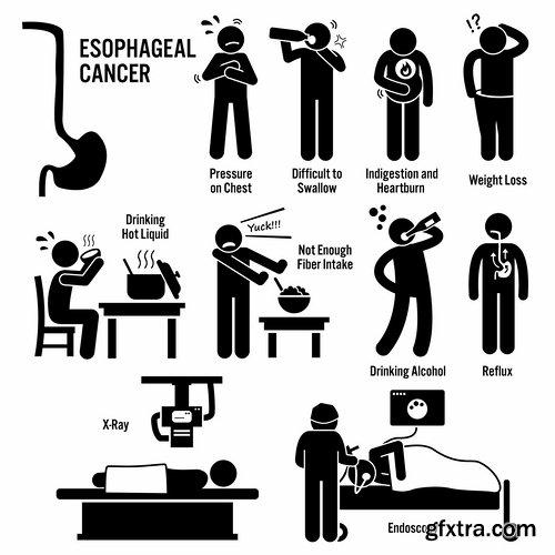 Collection of medical icons cartoon silhouette treatment infographics 25 EPS