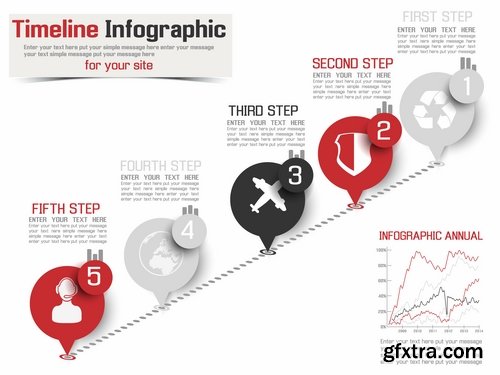 Collection of business infographics template is an example of a web site is a step by step calculation 5-25 EPS