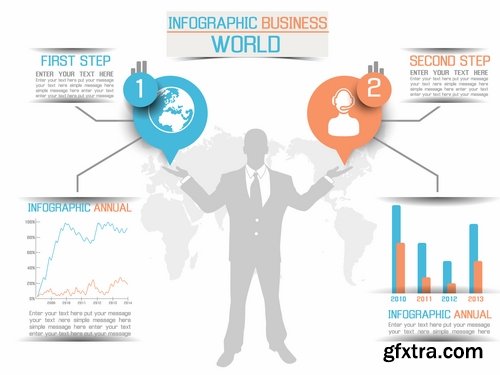 Collection of business infographics template is an example of a web site is a step by step calculation 5-25 EPS