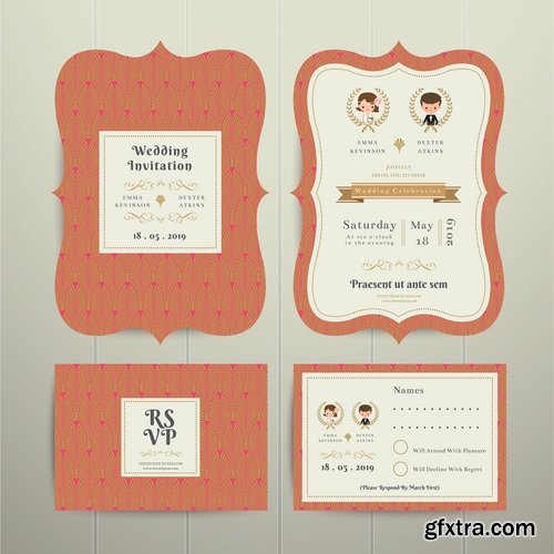 Collection of cover vector banner wedding picture card flyer poster invitation card 13-25 EPS