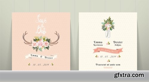 Collection of cover vector banner wedding picture card flyer poster invitation card 13-25 EPS