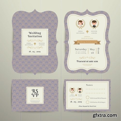 Collection of cover vector banner wedding picture card flyer poster invitation card 13-25 EPS