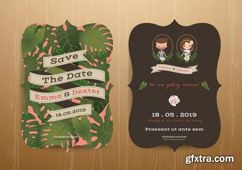 Collection of cover vector banner wedding picture card flyer poster invitation card 13-25 EPS