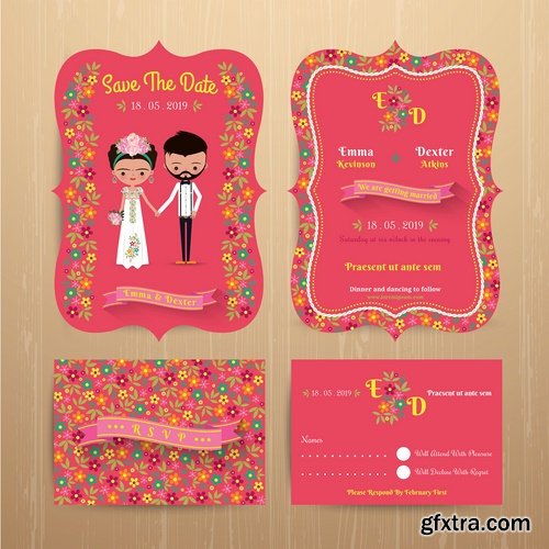 Collection of cover vector banner wedding picture card flyer poster invitation card 13-25 EPS