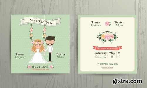 Collection of cover vector banner wedding picture card flyer poster invitation card 13-25 EPS