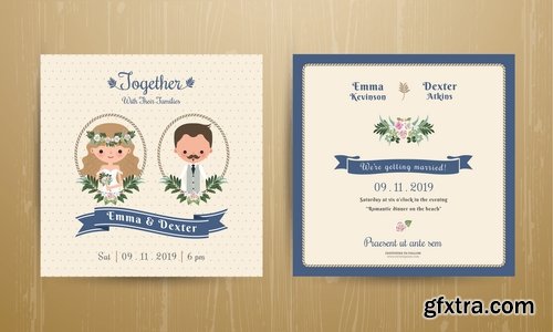 Collection of cover vector banner wedding picture card flyer poster invitation card 13-25 EPS