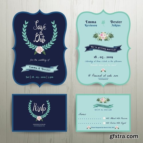 Collection of cover vector banner wedding picture card flyer poster invitation card 13-25 EPS