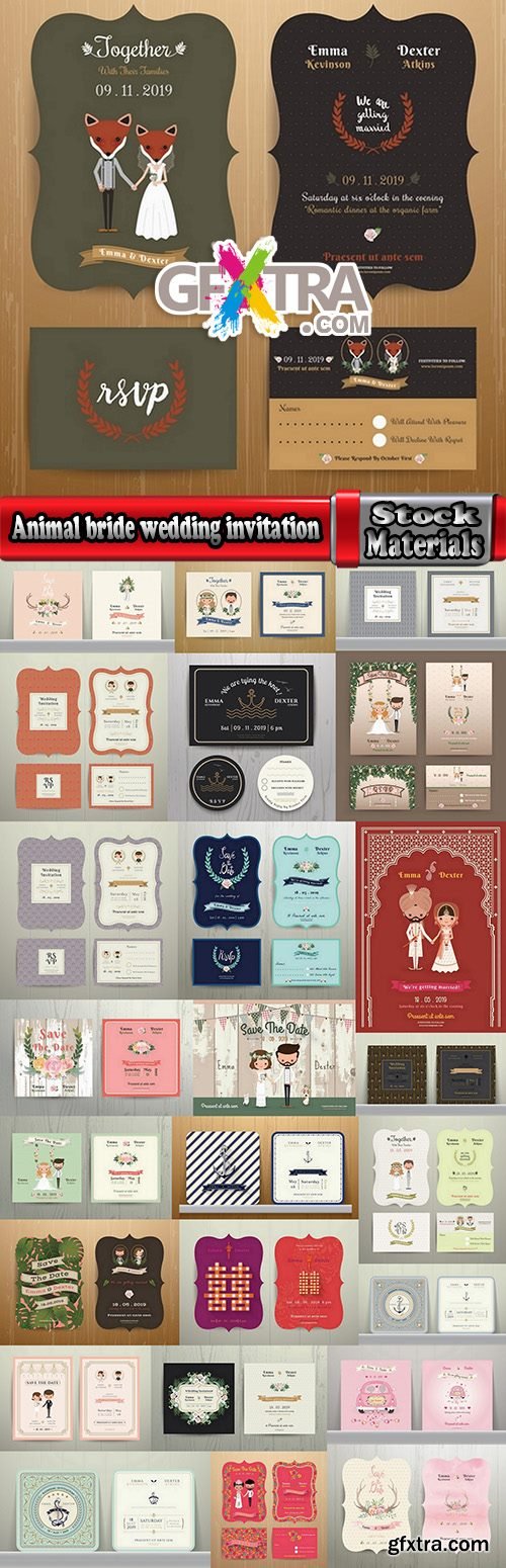 Collection of cover vector banner wedding picture card flyer poster invitation card 13-25 EPS