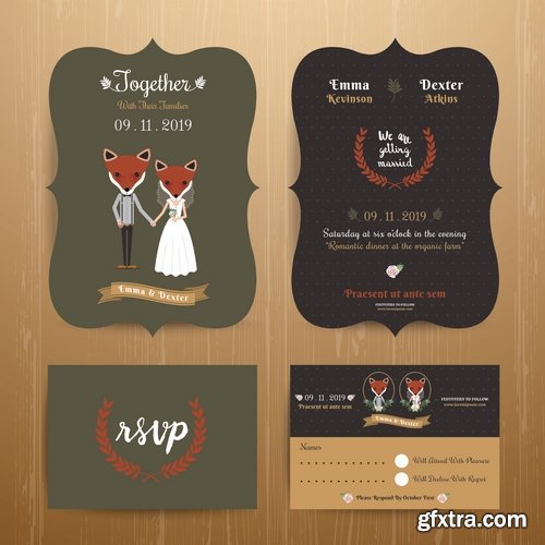 Collection of cover vector banner wedding picture card flyer poster invitation card 13-25 EPS