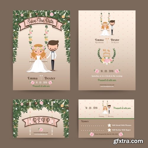 Collection of cover vector banner wedding picture card flyer poster invitation card 13-25 EPS