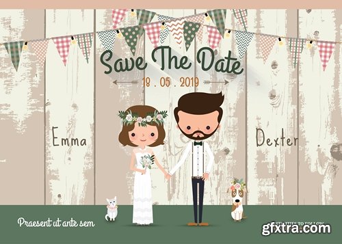 Collection of cover vector banner wedding picture card flyer poster invitation card 13-25 EPS