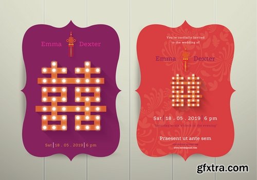 Collection of cover vector banner wedding picture card flyer poster invitation card 13-25 EPS