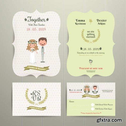 Collection of cover vector banner wedding picture card flyer poster invitation card 13-25 EPS