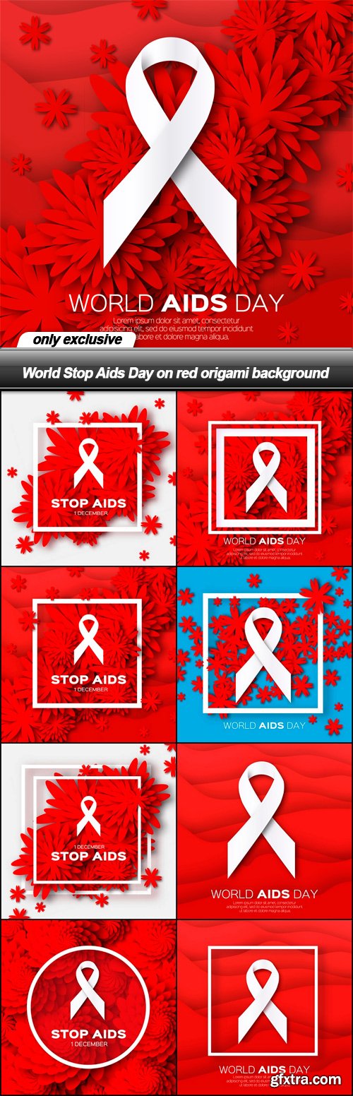 World Stop Aids Day on red origami background - 9 EPS