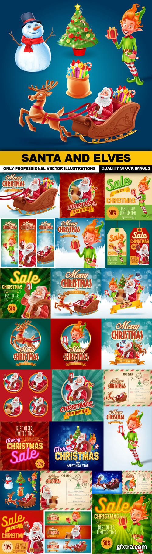 Santa And Elves - 25 Vector