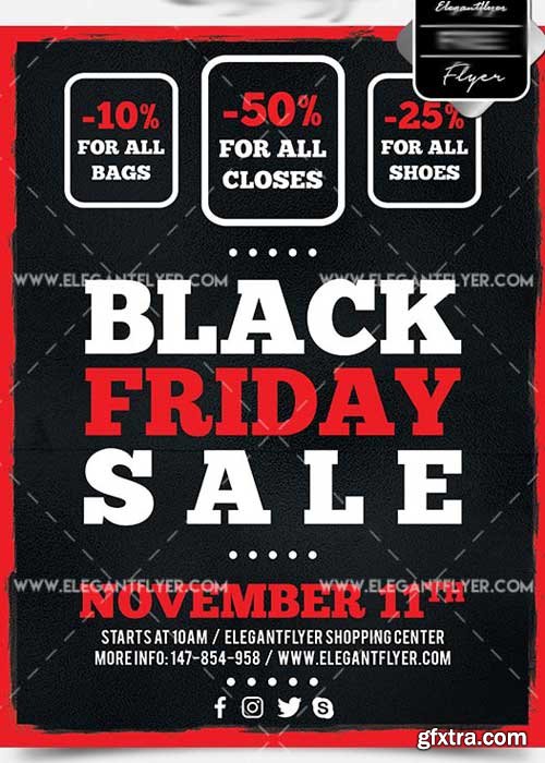 Black Friday Sale Flyer PSD V10 Template + Facebook Cover