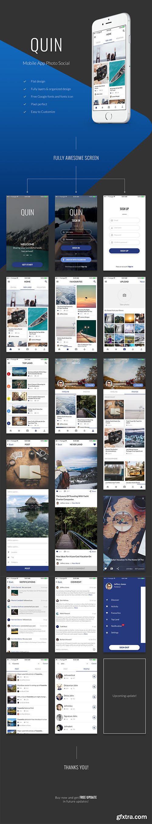 QUIN UI Kit - Photo & Social Mobile Application UI Kit