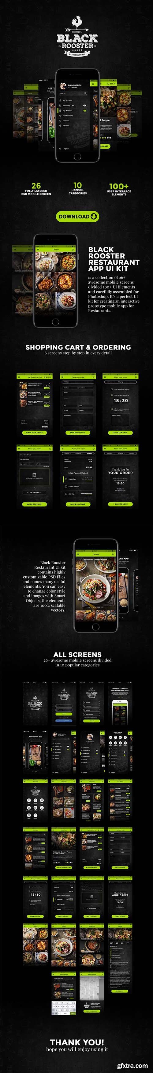 Black Rooster - Professional Restaurant App UI Kit