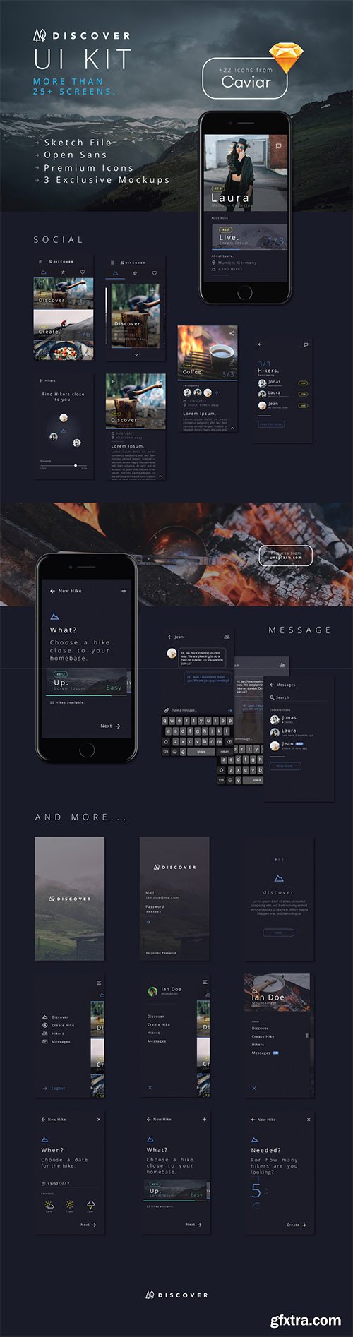Discover UI Kit - 27 Premium iOS screens & 22 icons by Caviar