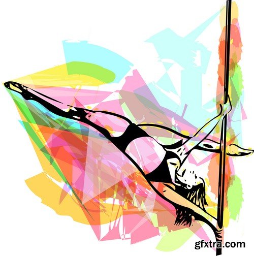 Dancer pole illustration - 7 EPS