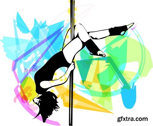 Dancer pole illustration - 7 EPS