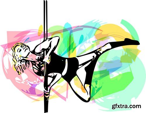 Dancer pole illustration - 7 EPS