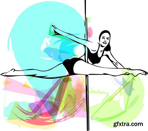 Dancer pole illustration - 7 EPS