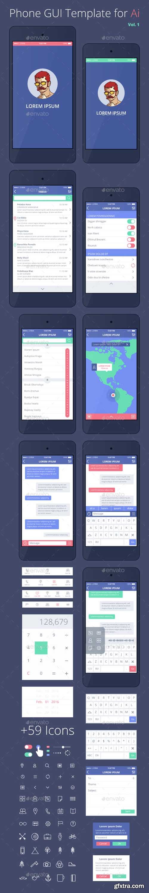 GR - Phone GUI Template for Ai Wireframe UI Kit 14289034