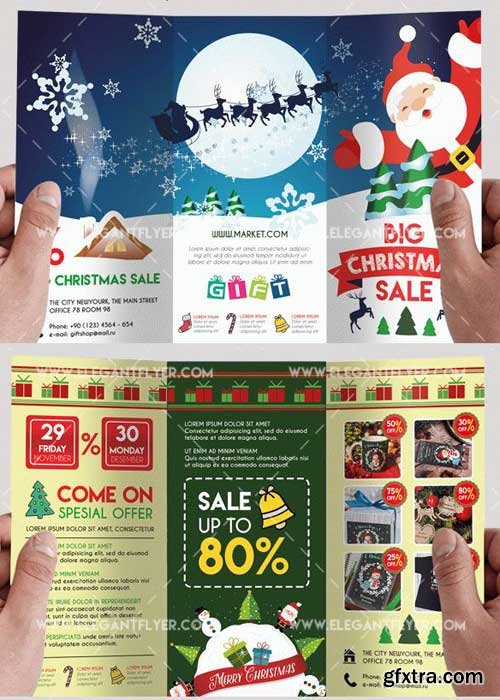 Christmas Sale Premium Tri-Fold PSD V5 Brochure Template