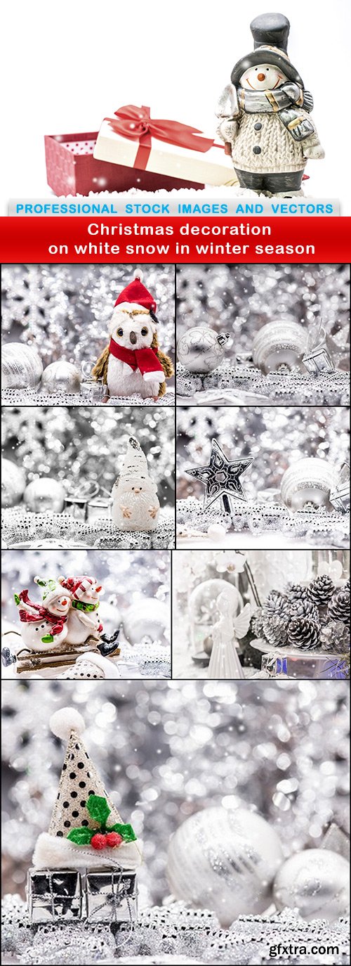 Christmas decoration on white snow in winter season - 8 UHQ JPEG