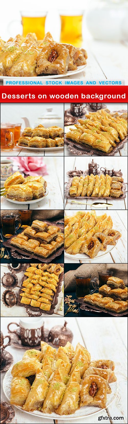 Desserts on wooden background - 10 UHQ JPEG