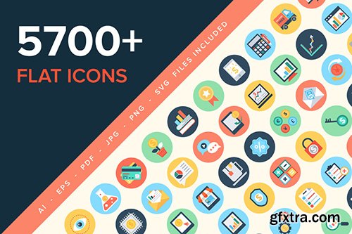 5700+ Flat Icons - Flat vector icons in 40 categories