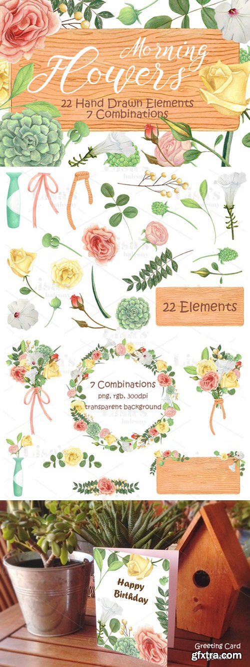 CM - Morning Flowers-Floral Clip Art Set 1005674