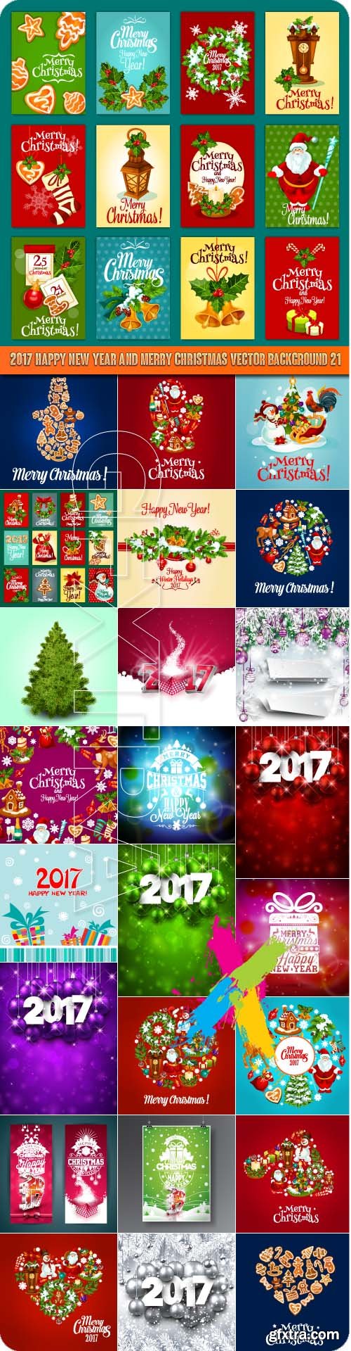 2017 Happy New Year and Merry Christmas vector background 21