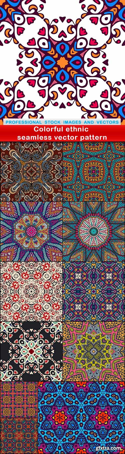 Colorful ethnic seamless vector pattern - 12 EPS