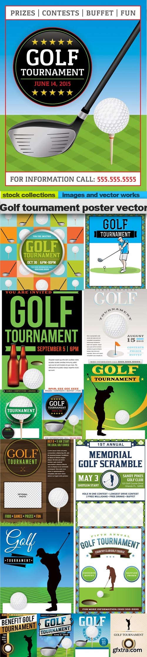 Golf tournament poster vector, 15 x EPS