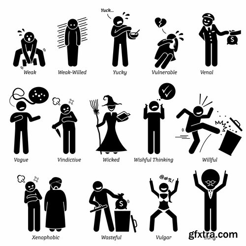 Collection business chef silhouette cartoon pirate icon infographics 25 EPS