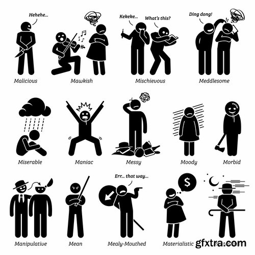 Collection business chef silhouette cartoon pirate icon infographics 25 EPS