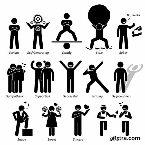 Collection business chef silhouette cartoon pirate icon infographics 25 EPS