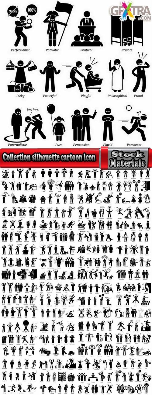 Collection business chef silhouette cartoon pirate icon infographics 25 EPS