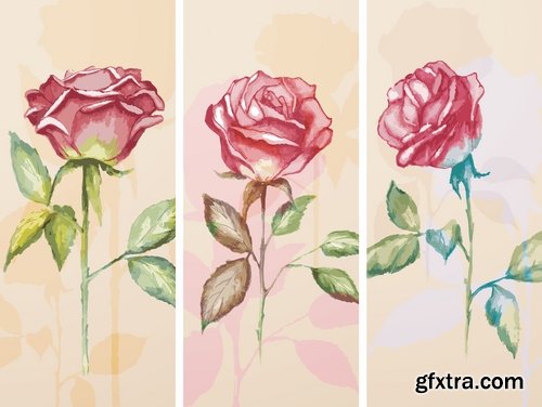 Collection of banners with flowers pattern example 25 EPS