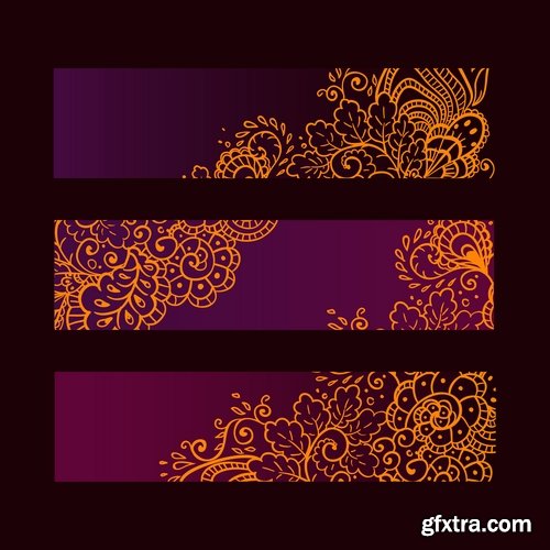 Collection of banners with flowers pattern example 25 EPS