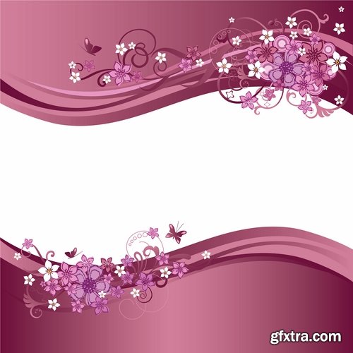 Collection of banners with flowers pattern example 25 EPS