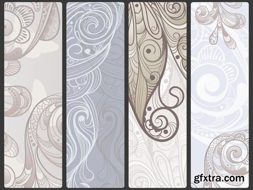 Collection of banners with flowers pattern example 25 EPS