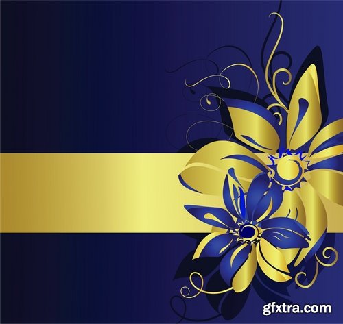 Collection of banners with flowers pattern example 25 EPS