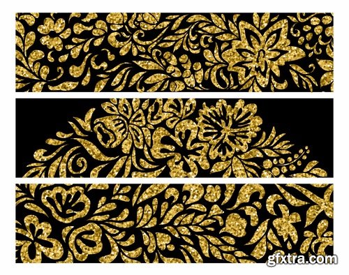 Collection of banners with flowers pattern example 25 EPS