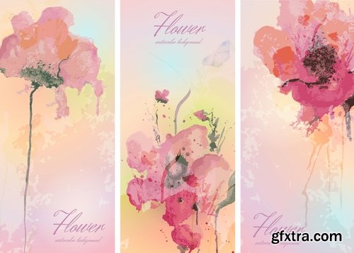 Collection of banners with flowers pattern example 25 EPS