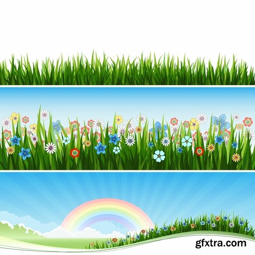 Collection of banners with flowers pattern example 25 EPS