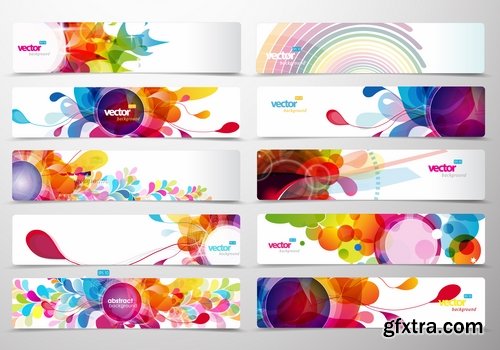 Collection of banners with flowers pattern example 25 EPS