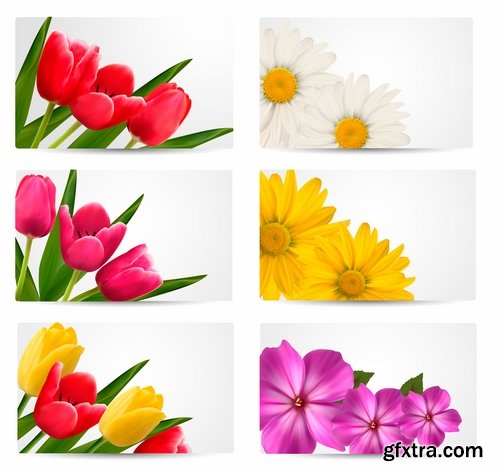 Collection of banners with flowers pattern example 25 EPS